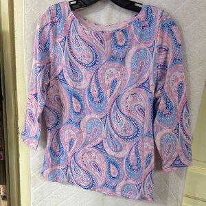 Talbots Pink and Blue Paisley Blouse